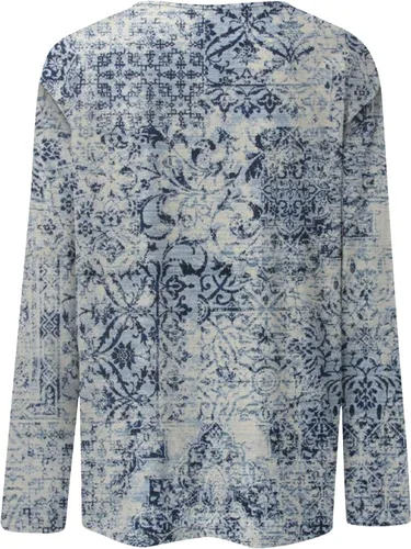 Vista 4 de GONEBIN Ropa para mujer, camisas de manga larga para mujer, lindas camisetas gráficas estampadas, blusas casuales de talla grande, camisetas básicas