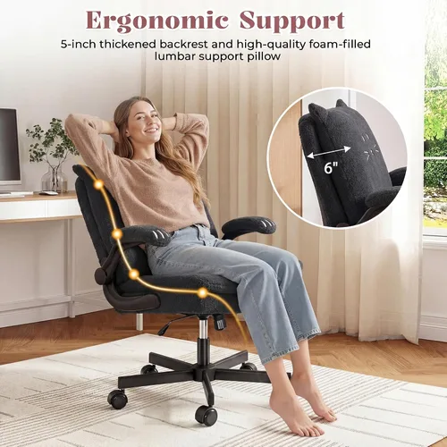 Vista 3 de IPKIG Criss Cross - Silla de oficina con ruedas y brazos abatibles, forro Negro