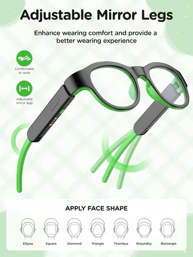 Vista 4 de Gafas de luz azul para niños con audio Bluetooth, gafas inteligentes, luz RGB de 7 colores, regalos de gafas inteligentes para niños