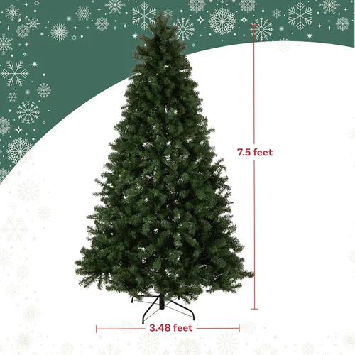 Vista 7 de Elf Stor - Árbol de Navidad artificial preiluminado de 7.5 pies con soporte Verde Oscuro