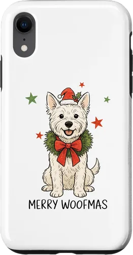 Vista 24 de Merry Woofmas White Terrier Dog Santa Hat Christmas Cute Dog Case for iPhone 15