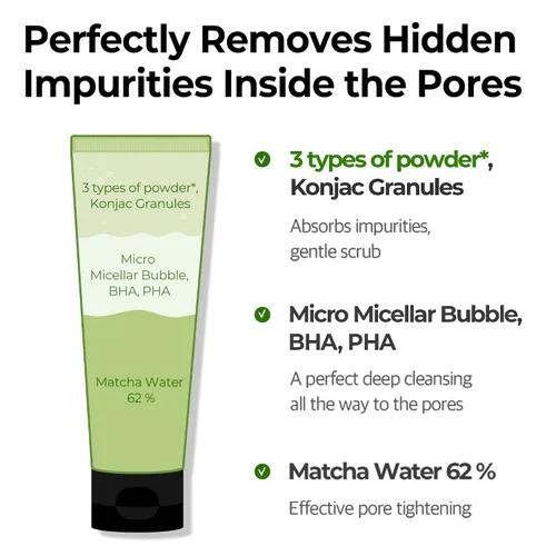 Vista 4 de SOME BY MI Super Matcha - Gel limpiador de poros, 3.38 onzas, 3.4 fl oz, hecho de extractos de matcha para pieles sensibles, lavado facial diario