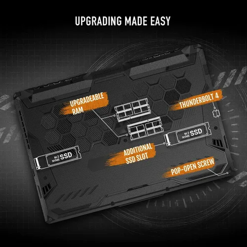 Vista 4 de ASUS (2023) TUF Gaming F15 Laptop para juegos, pantalla FHD de 15.6 pulgadas 144 Hz, procesador Intel Core i5-11400H, GeForce RTX 2050, 8 GB DDR4