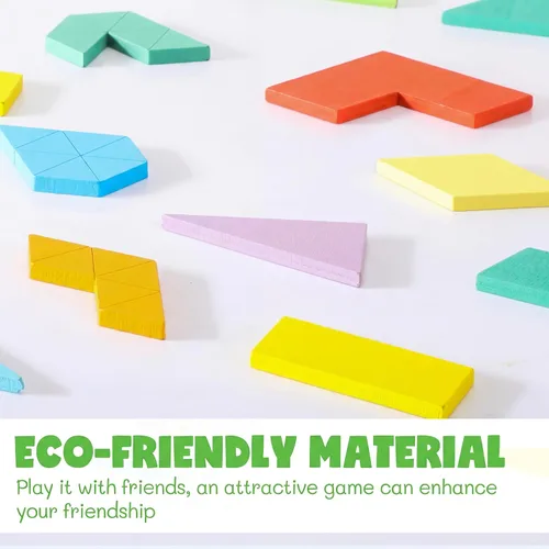 Vista 4 de Yunsailing Paquete de 3 rompecabezas grandes de madera hexagonal Tangram rompecabezas de madera rusa para adultos desafío teasers geométrico, lógica