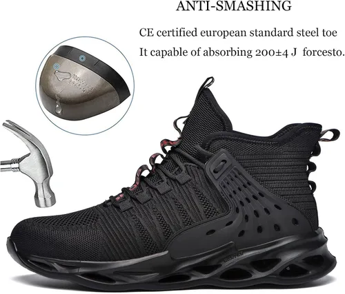 Vista 3 de Arillwe Botas de seguridad de trabajo con punta de acero para hombres y mujeres zapatos de trabajo indestructibles ligeras antideslizantes botas