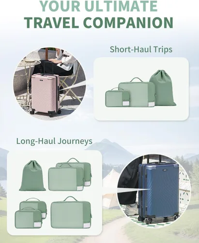 Vista 8 de ECOHUB Juego de 46 cubos de embalaje para viaje duraderos para maleta, juego de bolsas organizadoras con etiqueta personalizada, varios tamaños