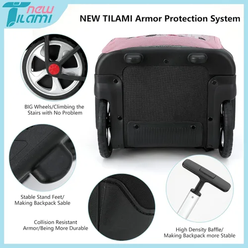 Vista 4 de NEW TILAMI Mochila con ruedas de 19 pulgadas con bolsa de almuerzo para niñas y niños, mochila para laptop con ruedas, bolsa de mano duradera