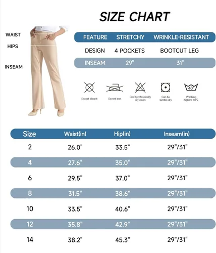 Vista 7 de Libin Pantalones de vestir para mujer con corte de bota de 28, 29, 30, 31 pulgadas, pantalones de trabajo casuales de negocios, pantalones elásticos