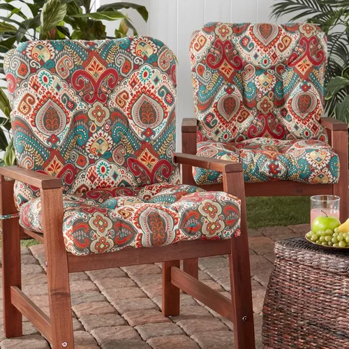 Vista 68 de Greendale Home Fashions Juego de 2 cojines de asiento y respaldo para exteriores, diseño Adobe Stripe 2