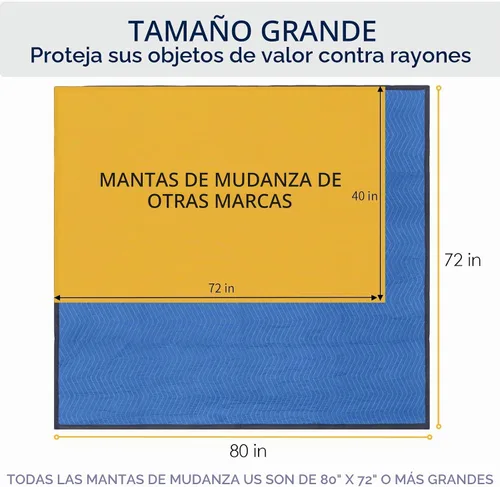 Vista 2 de Paquete de 12 mantas para mudanzas, almohadillas de mudanza de muebles extragrandes de 80 x 72 pulgadas, mantas de embalaje reutilizables