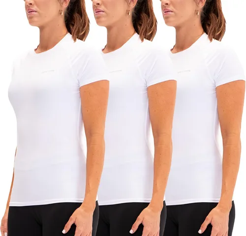 Vista 13 de DEVOPS - Paquete de 3 camisetas de compresión para mujer, de manga corta, con ajuste seco, para correr, atléticas, camisetas de entrenamiento