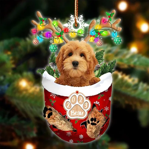 Vista 6 de NAZENTI Adorno Navideño de Bolsillo Personalizado de Affenpinscher en la Nieve, Adorno de Forma Acrílica de Perro, Adorno de Navidad 2023, Adorno
