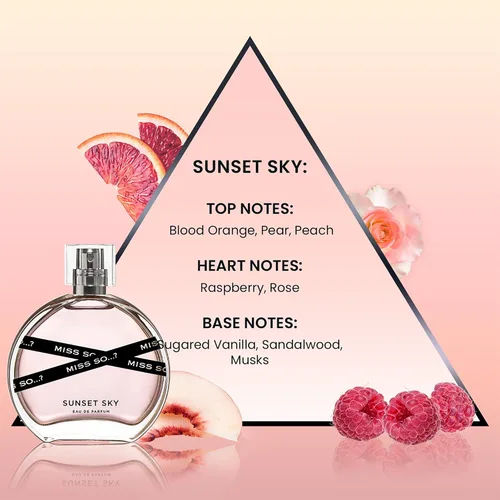 Vista 4 de So? Miss So Set - Colección de regalo - Perfumes de Starlet, Sugar Rush y Sunset Sky para mujer, elegantes notas de perfume de vainilla, sin