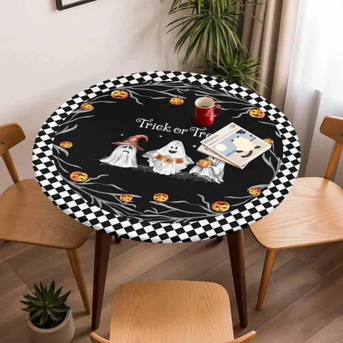 Vista 40 de Mantel Ajustado de Hongos para Mesa Redonda, Cubierta de Mesa de Cocina Botánica Pastoral Floral con Borde Elástico Tela Impermeable, Cubiertas Negro
