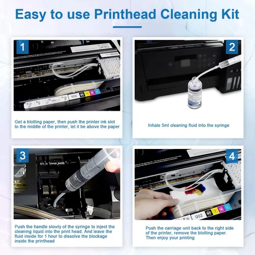 Vista 5 de Kits de limpieza de cabezales de impresión para impresoras de inyección de tinta, kit de limpieza de impresora para impresoras Epson Ecotank, kit