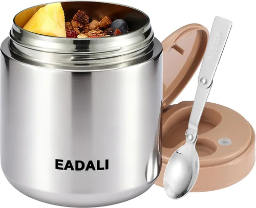 Vista 11 de Eadali Tarro de comida para niños de 15.2 onzas para comida caliente, contenedor de almuerzo aislado al vacío con interior de acero inoxidable 316