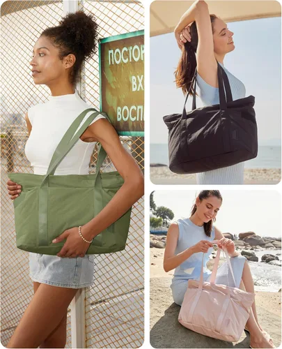 Vista 76 de BAGSMART Bolsa de mano para mujer con cremallera, bolsa de gimnasio con compartimentos, bolsa de trabajo para enfermera, baile, bolsa de yoga
