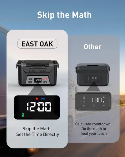 Vista 4 de EAST OAK Caja de almuerzo eléctrica inalámbrica para adultos, caja de almuerzo autocalentable recargable de 5.5 tazas - Calentamiento automático