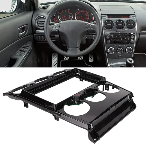 Vista 5 de Fydun Kit de instalación para salpicadero, marco de panel de navegación estéreo de coche ABS negro para Mazda 6 2004‑2016