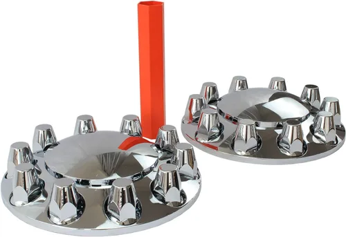 Vista 2 de MRJLK Juego completo de cubiertas de eje ABS cromadas con tapas de cubo estándar y tapas de tuerca atornilladas de 33mm (1.30 in)