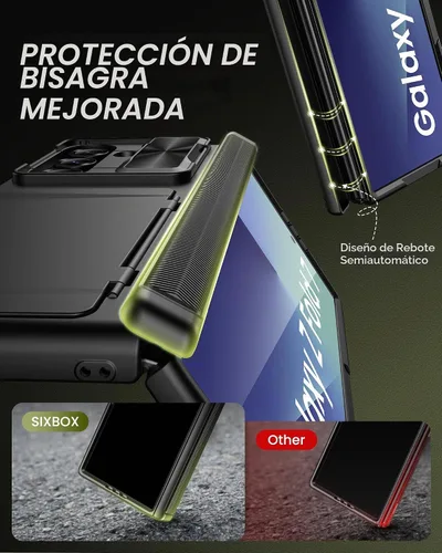 Vista 5 de Funda para Samsung Galaxy Z Fold 7 con Portarjetas, Integrado y Protector de Pantalla y Protección de Bisagra y Cubierta Deslizante para Cámara Negro