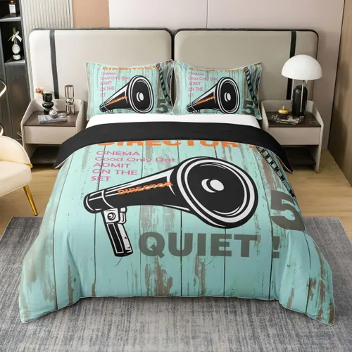 Vista 15 de Homewish Theater Cinema Poster 100% Cotton Duvet Cover Twin Size,Retro Movie Bedding Set 2Pcs for Kids Girls Boys Room Decor,Popcorn Comforter Cover