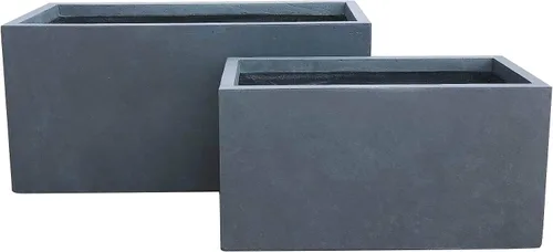 Vista 35 de Kante Macetero rectangular de hormigón de 23.2 pulgadas de largo, macetas grandes para interiores y exteriores con orificio de drenaje y tapón