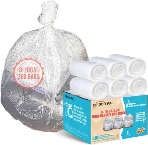 Vista 14 de BEIDOU-PAC Bolsas de basura de 2 a 4 galones, 400 unidades a granel, bolsas de reciclaje de plástico transparente, pequeñas bolsas de basura