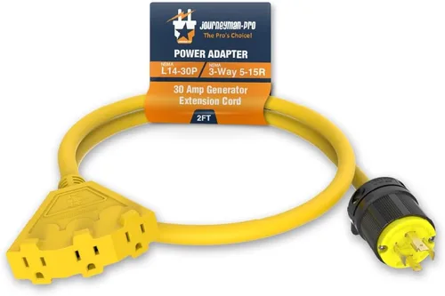 Vista 8 de Journeyman Pro - Adaptador de cable de alimentación para generador L5-30 o TT-30P a triple 5-15R, divisor de 30 A a 15A/110 V Cables