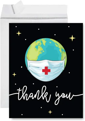 Vista 36 de Andaz Press Social Distancing Thank You - Tarjeta jumbo de 8.5 x 11 pulgadas, AF esencial, tarjeta de felicitación de agradecimiento en blanco