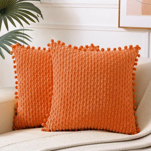 Vista 12 de Fancy Homi - Juego de 2 fundas de cojín decorativas crema blanco de 40 x 40 cm con pompones para sofá cama, decoración de hogar moderna, rústica