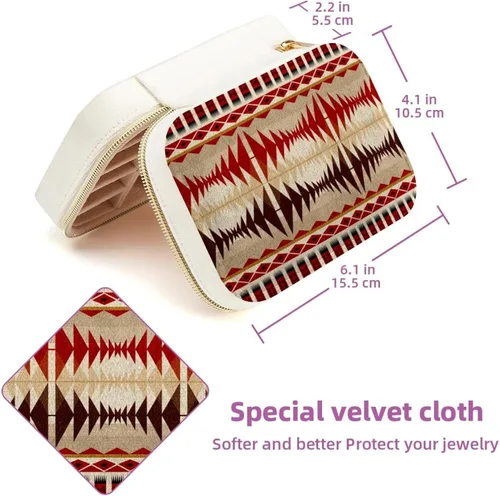 Vista 5 de RODAILYCAY Tribe Velvet Jewelry Storage Box, Necklace Bracelet Holder with Metal Zipper, Jewelry Travel Organizer for Various Occasions, 2.2x6.1x4.1