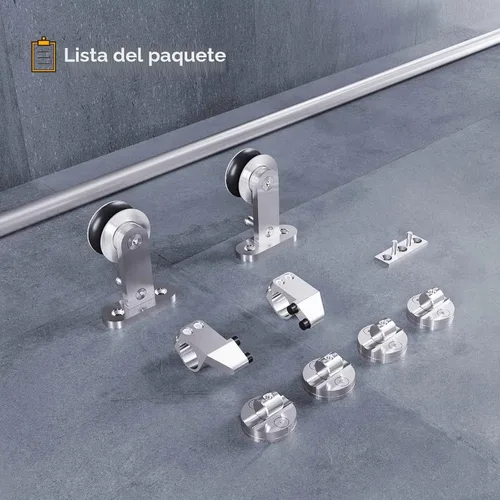 Vista 7 de EaseLife Kit de Rieles de Herrajes para Puerta Corredera de Granero de Montaje Superior de Acero Inoxidable de 5 Pies, Moderno, Resistente