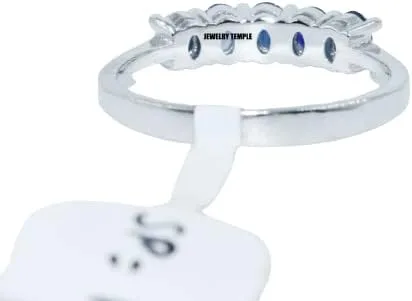 Vista 4 de Anillos de declaración para mujer y niña, banda de zafiro de plata 3.642 x 0.118in