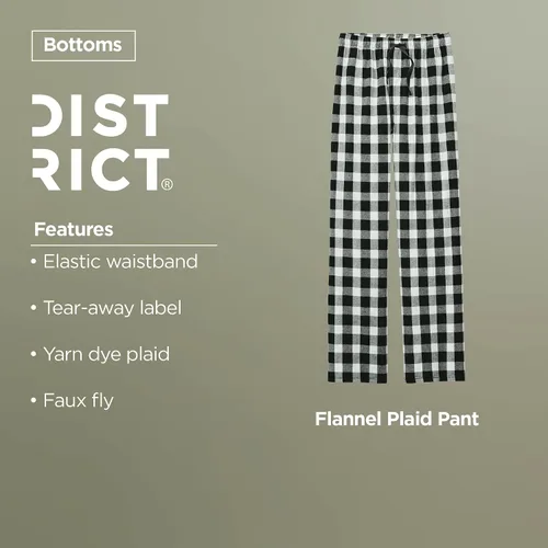 Vista 5 de District Pantalón de franela a cuadros DT1800 Negro