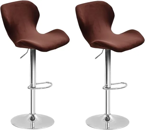 Vista 34 de Paquete de 2 fundas para sillas de bar de altura de mostrador, fundas giratorias de terciopelo para taburetes de bar, fundas elásticas para sillas