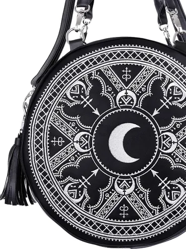 Vista 2 de Restyle Gothic Ocult Henna Bolso redondo Negro Imitación Piel Luna Bolso, Negro