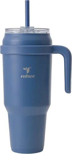 Vista 41 de REDUCE Vaso de acero inoxidable de 24 onzas con asa, con aislamiento al vacío de doble pared, tapa a prueba de sudor y popote reutilizable, mantiene