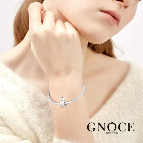Vista 4 de GNOCE - Abalorio de plata de ley con diseño de bulldog para amigas fieles y bulldog para pulseras, collares y mujeres y hombres