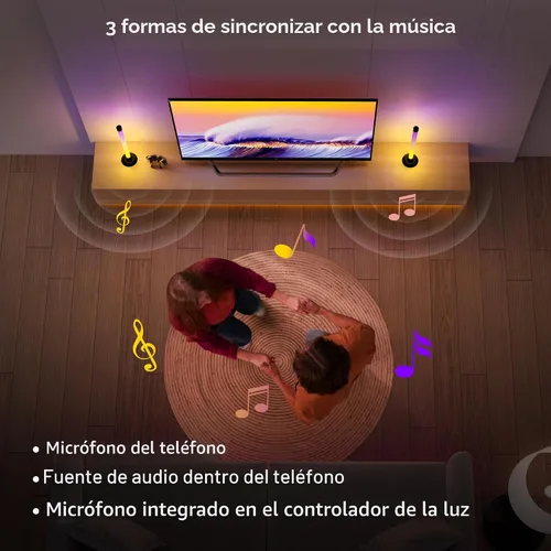 Vista 2 de Ledagic Barra de Luz LED con Sincronización de Música, Retroiluminación de TV que Cambia de Color con Aplicación y Control Remoto, Barra de Luz RGB