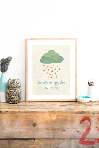 Vista 6 de Arte de pared infantil "When Skies are Grey" de 11 x 14 pulgadas para habitación de niños, niñas o bebés, decoración temática de la naturaleza