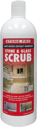 Vista 6 de Stone Pro Exfoliante de piedra y vidrio, removedor de manchas de agua dura, elimina manchas en vidrio, piedra natural, cuarzo y accesorios de metal