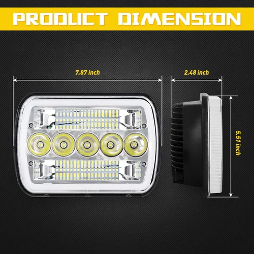 Vista 2 de BESTZHEYU 2 faros delanteros de 5 x 7 compatibles con Chevy Express 1500 2500 3500 Cargo Van F-150 F-250 F-350 Wrangler YJ Cherokee XJ Kenworth T300
