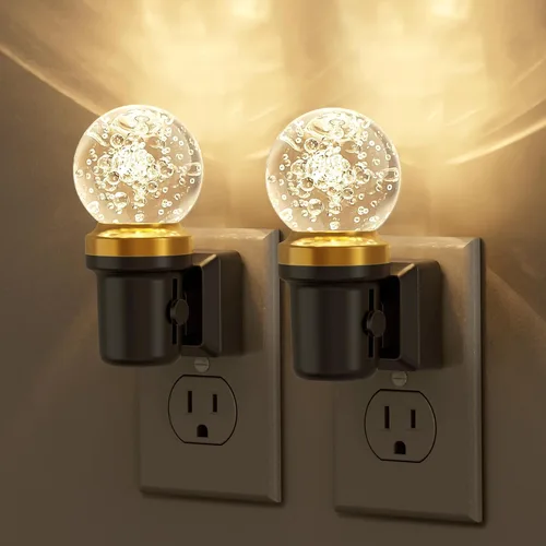 Vista 10 de JandCase Luces nocturnas enchufables a la pared, sensor de atardecer a amanecer, LED blanco suave de 3000 K, diseño acrílico, brillo ajustable de 0