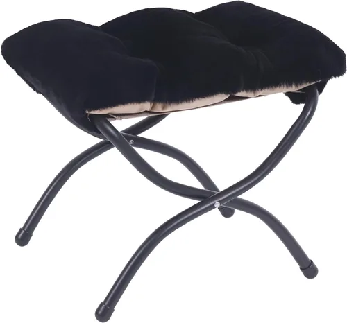 Vista 14 de LITA Taburete reposapiés tapizado plegable, moderno y pequeño otomano portátil con cojín de algodón grueso desmontable acolchado con marco de metal