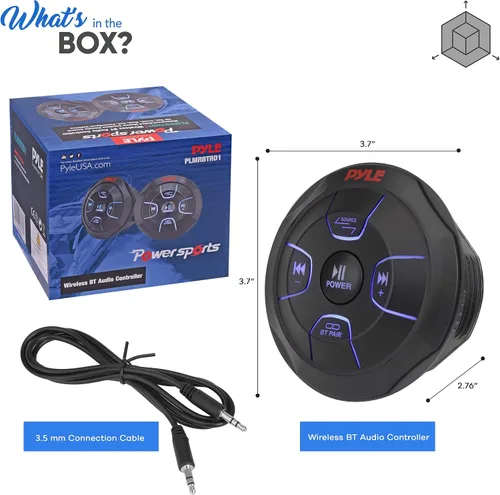 Vista 7 de Pyle Pyle PLMRBTRD1 - Controlador de audio Bluetooth inalámbrico Bluetooth con botón multimedia, receptor marino, control remoto con USB, AUX