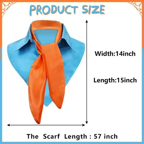 Vista 5 de Disfraz de Halloween para adultos adultos naranja cuello cuadrado bufanda falsa collar desmontable accesorios de fiesta cosplay, Azul
