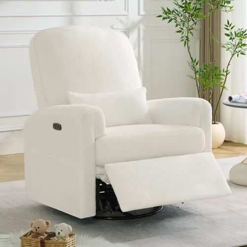 Vista 10 de Sillón reclinable giratorio con reposacabezas ajustable, sillón reclinable Gris