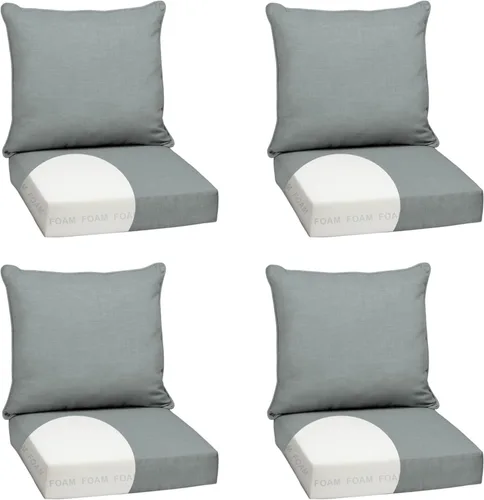Vista 37 de Arden - Juego de cojines de asiento profundo para exteriores, espuma, 24x24, aguamarina