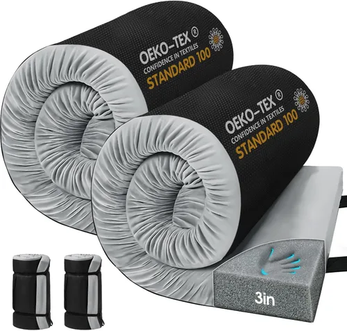 Vista 12 de CYMULA Almohadilla de Colchón de Espuma Viscoelástica para Acampar, Almohadilla para Dormir de 3 Pulgadas para Acampar, Base Antideslizante Inferior